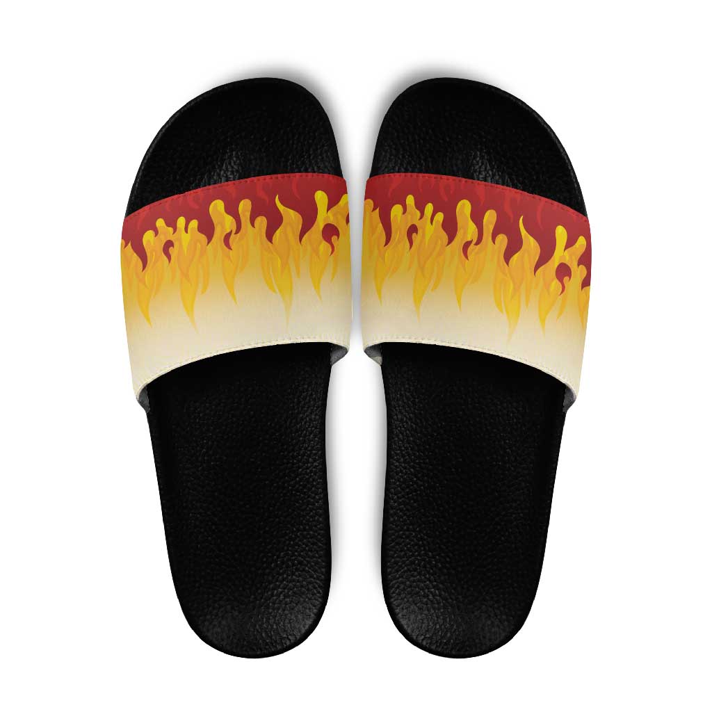 Japanese Kaen Pattern Slide Sandals Flame Pillar Blazing Lion Heart LT9 Red - Polynesian Pride