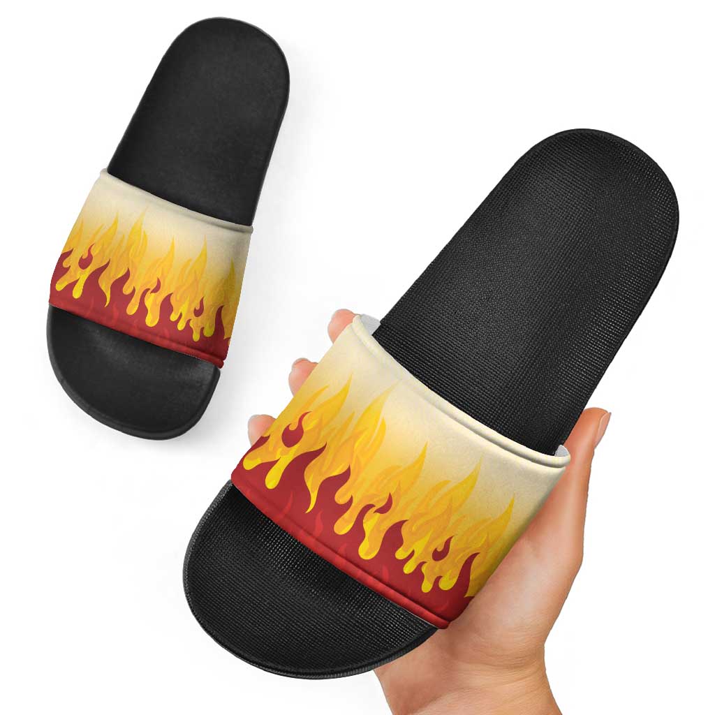 Japanese Kaen Pattern Slide Sandals Flame Pillar Blazing Lion Heart LT9 - Polynesian Pride