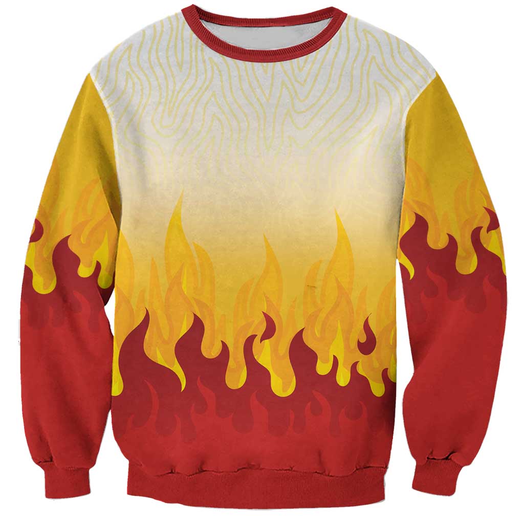 Japanese Kaen Pattern Sweatshirt Flame Pillar Blazing Lion Heart LT9 Unisex Red - Polynesian Pride