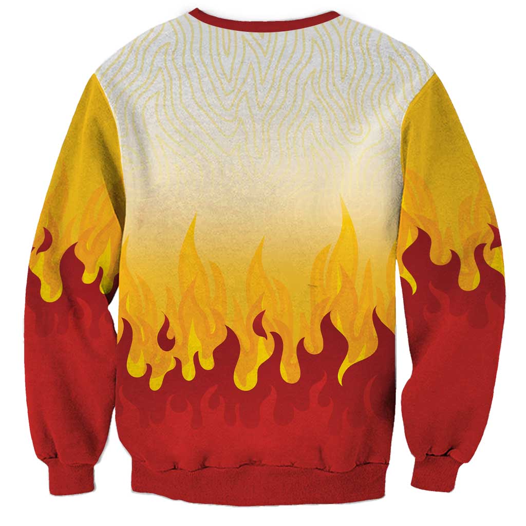 Japanese Kaen Pattern Sweatshirt Flame Pillar Blazing Lion Heart LT9 - Polynesian Pride