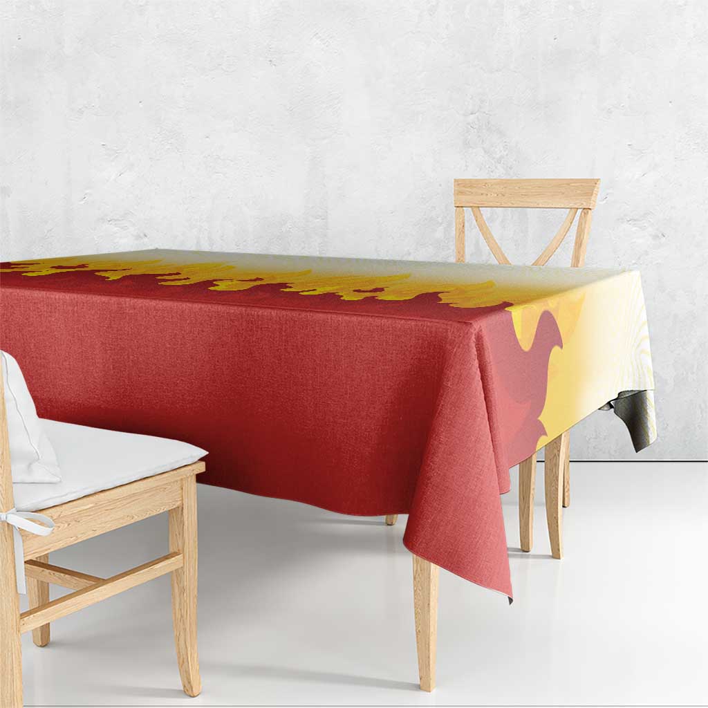 Japanese Kaen Pattern Tablecloth Flame Pillar Blazing Lion Heart - Polynesian Pride