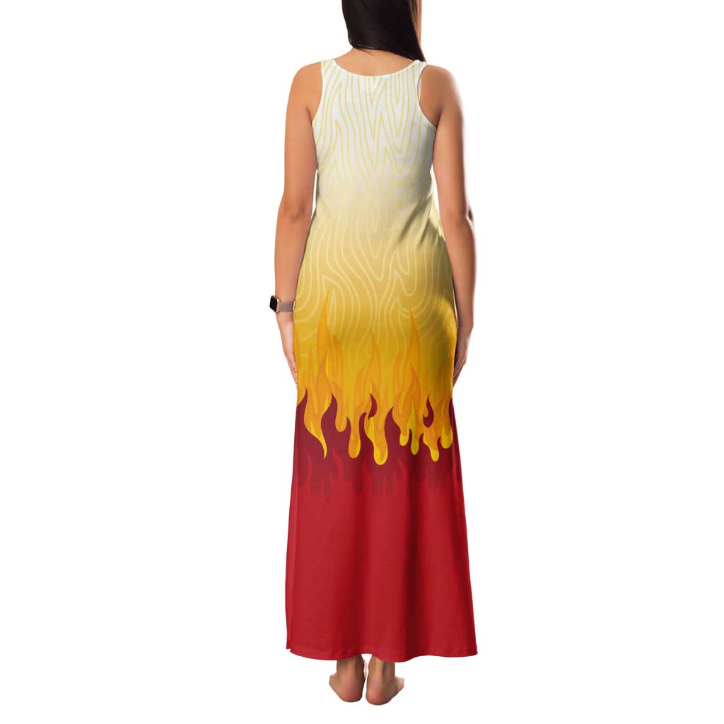 Japanese Kaen Pattern Tank Maxi Dress Flame Pillar Blazing Lion Heart LT9 - Polynesian Pride