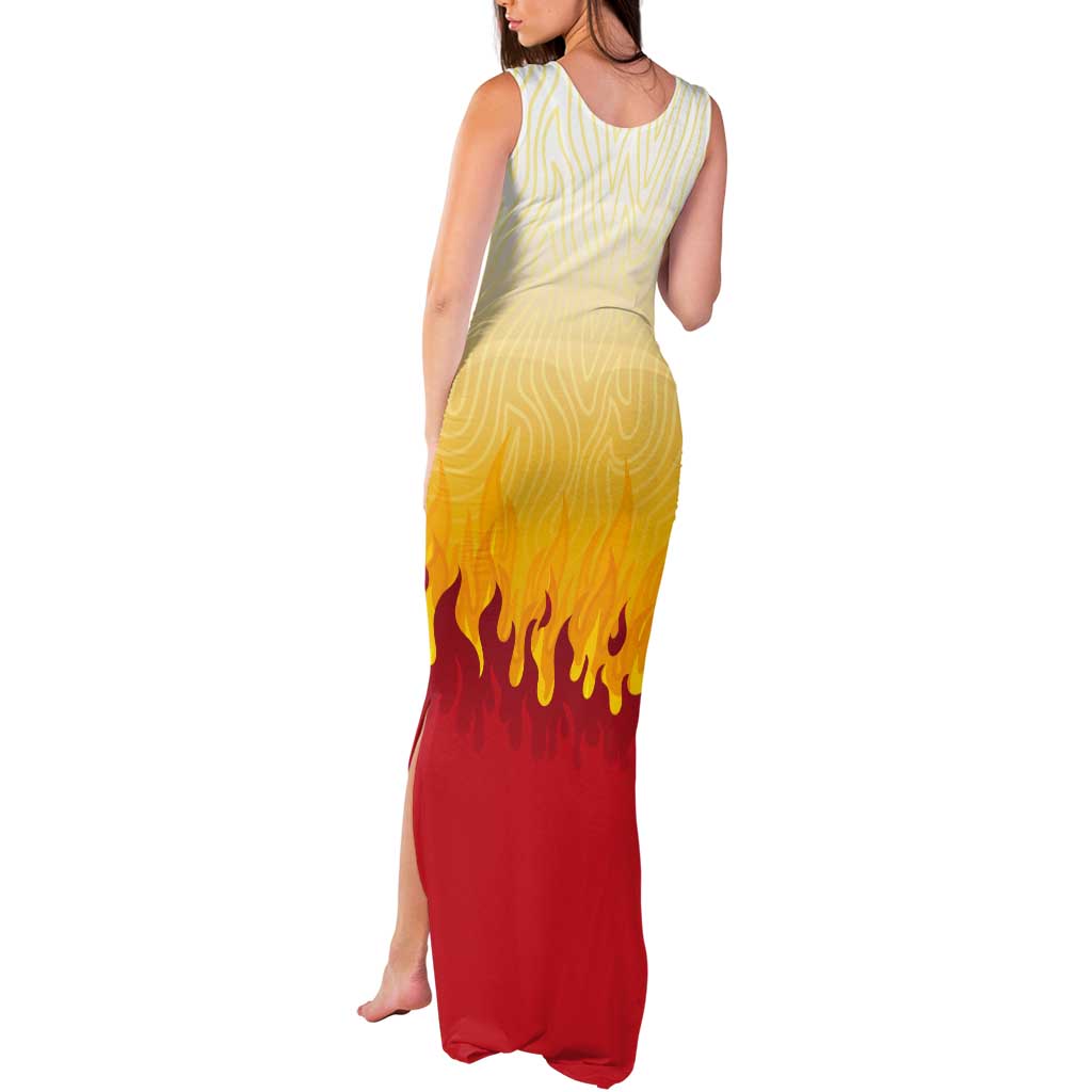 Japanese Kaen Pattern Tank Maxi Dress Flame Pillar Blazing Lion Heart LT9 - Polynesian Pride