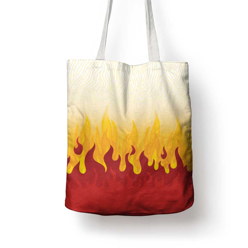 Japanese Kaen Pattern Tote Bag Flame Pillar Blazing Lion Heart - Polynesian Pride