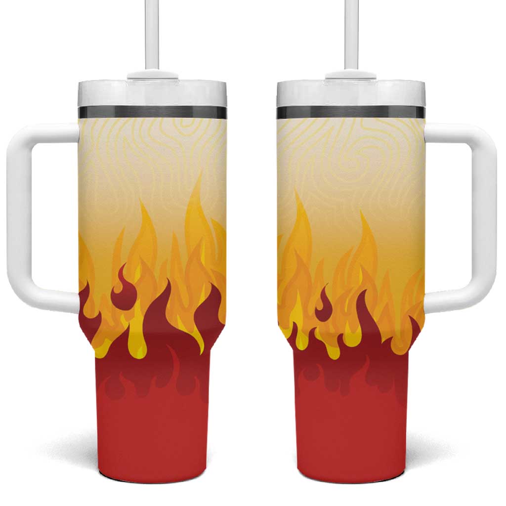 Japanese Kaen Pattern Tumbler With Handle Flame Pillar Blazing Lion Heart LT9 One Size: 40 oz Red - Polynesian Pride