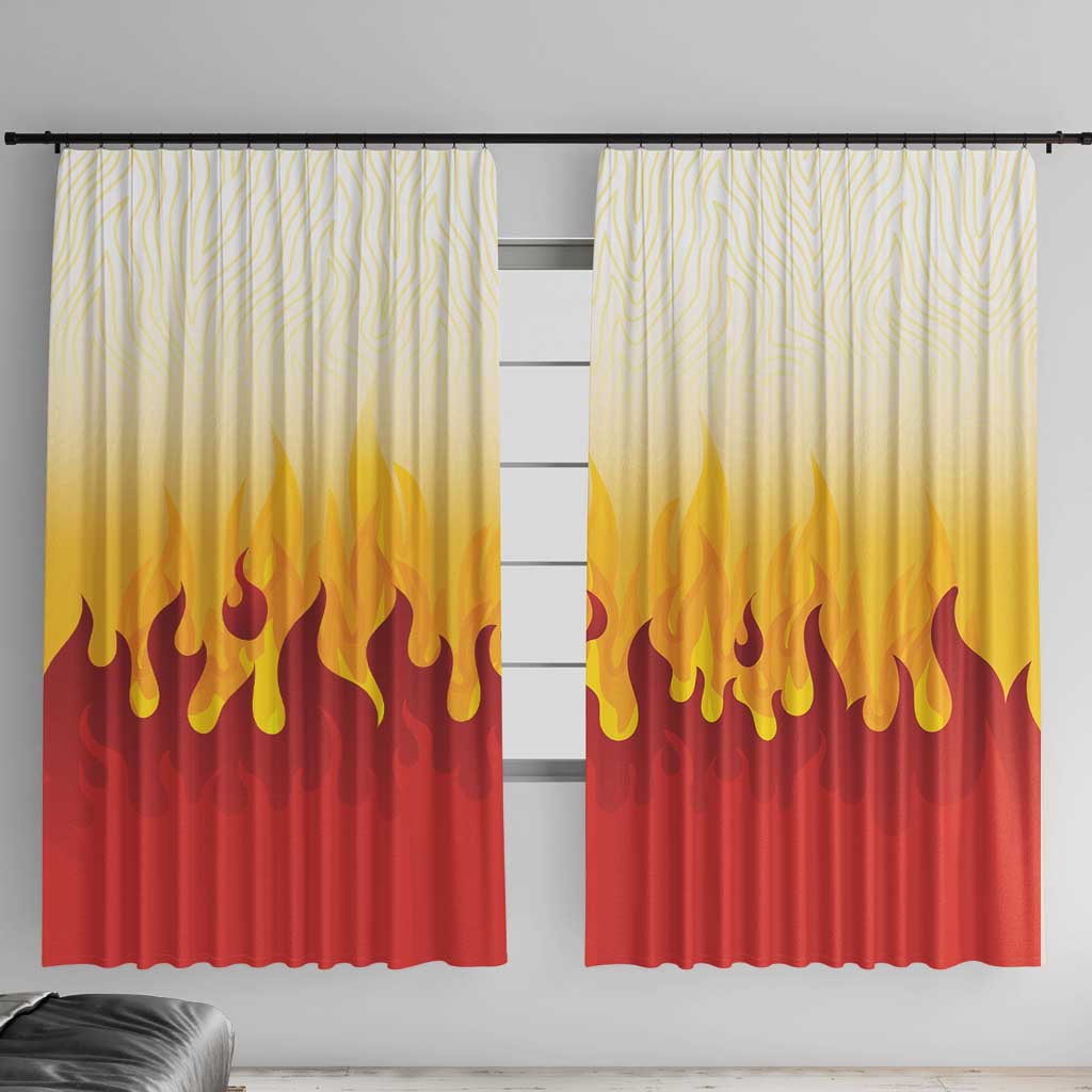 Japanese Kaen Pattern Window Curtain Flame Pillar Blazing Lion Heart LT9 With Hooks Red - Polynesian Pride
