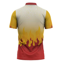Japanese Kaen Pattern Zipper Polo Shirt Flame Pillar Blazing Lion Heart LT9 - Polynesian Pride