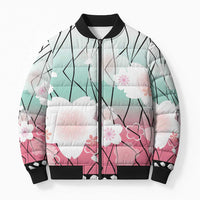 Japanese Kocho Pattern Bomber Puffer Jacket Insect Pillar Butterfly Flower Fairy - Polynesian Pride