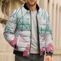 Japanese Kocho Pattern Bomber Puffer Jacket Insect Pillar Butterfly Flower Fairy - Polynesian Pride