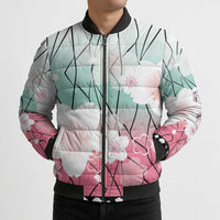 Japanese Kocho Pattern Bomber Puffer Jacket Insect Pillar Butterfly Flower Fairy - Polynesian Pride
