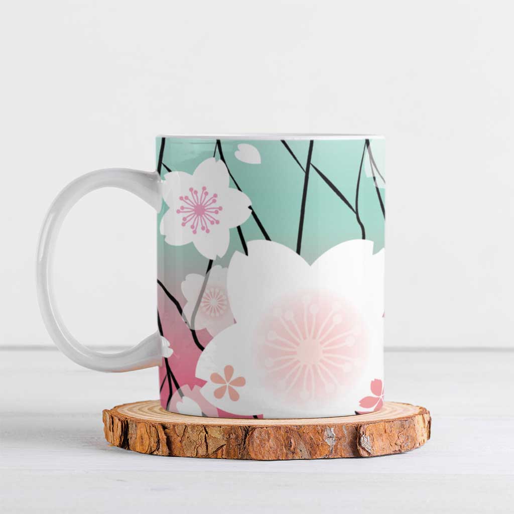 Japanese Kocho Pattern Ceramic Mug Insect Pillar Butterfly Flower Fairy - Polynesian Pride