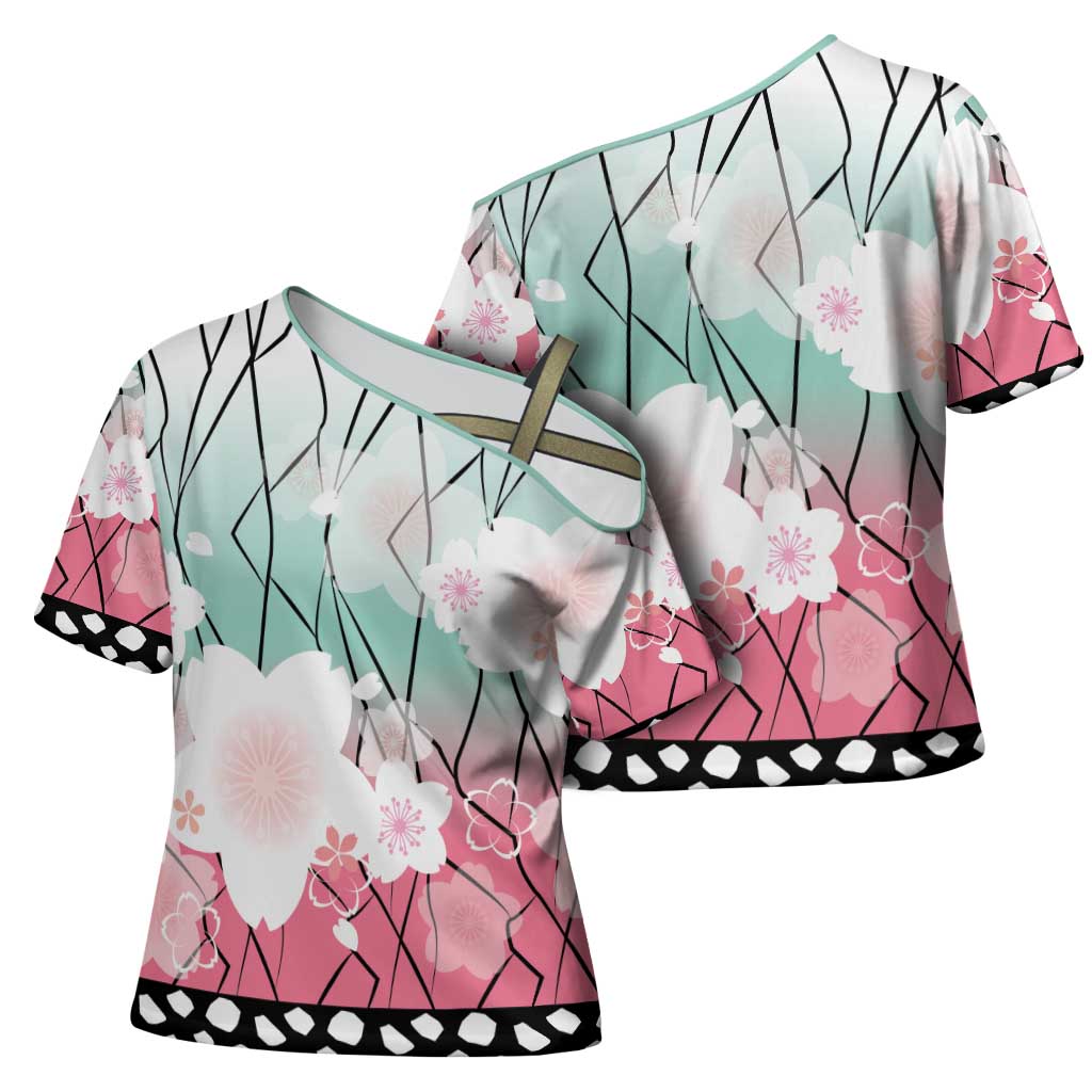 Japanese Kocho Pattern Cross Shoulder Shirt Insect Pillar Butterfly Flower Fairy LT9 - Polynesian Pride