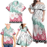 Japanese Kocho Pattern Family Matching Off Shoulder Maxi Dress and Hawaiian Shirt Insect Pillar Butterfly Flower Fairy - Polynesian Pride