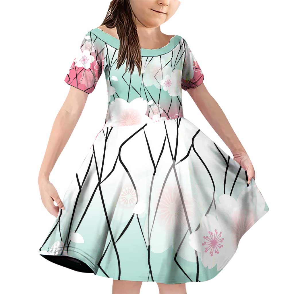 Japanese Kocho Pattern Family Matching Off Shoulder Short Dress and Hawaiian Shirt Insect Pillar Butterfly Flower Fairy - Polynesian Pride