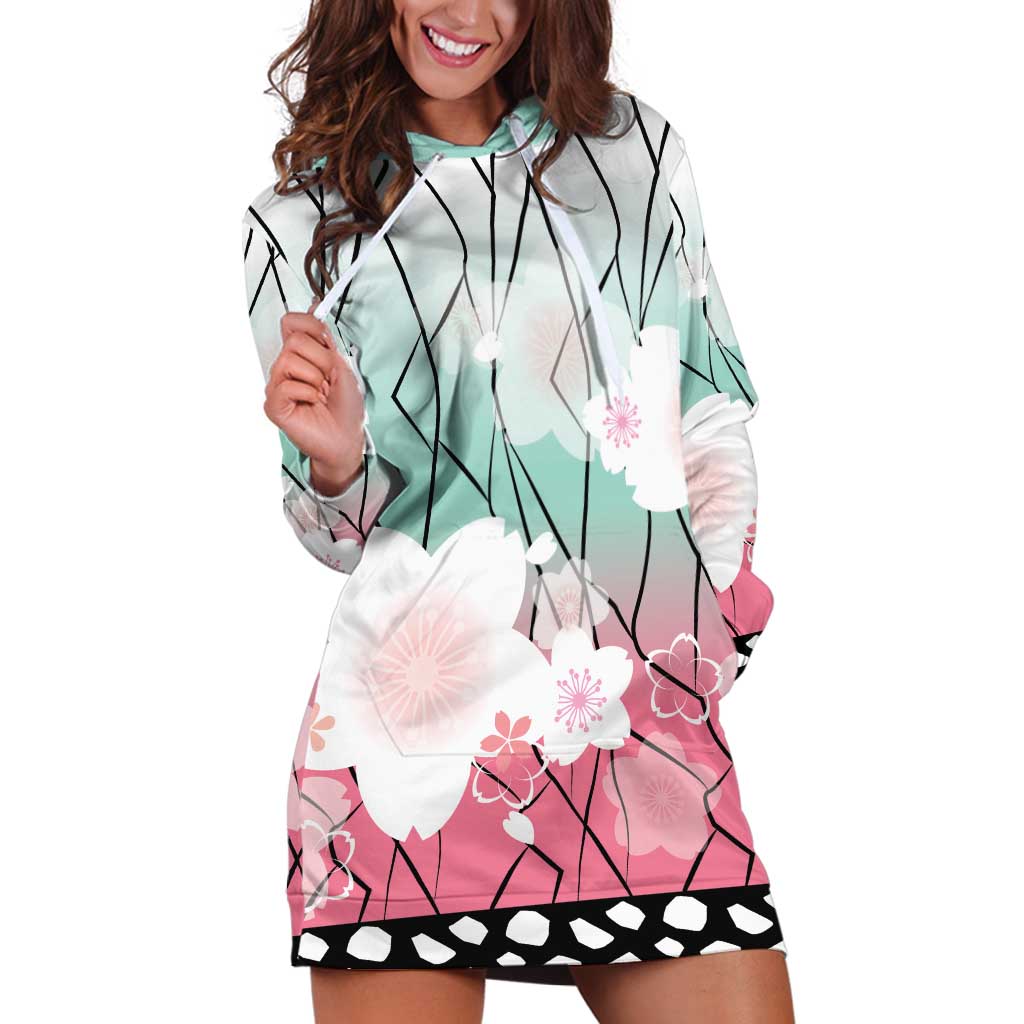 Japanese Kocho Pattern Hoodie Dress Insect Pillar Butterfly Flower Fairy - Polynesian Pride