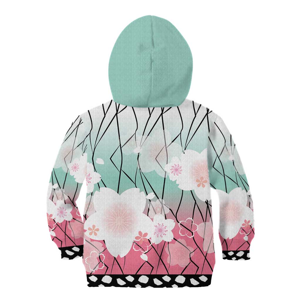 Japanese Kocho Pattern Kid Hoodie Insect Pillar Butterfly Flower Fairy - Polynesian Pride