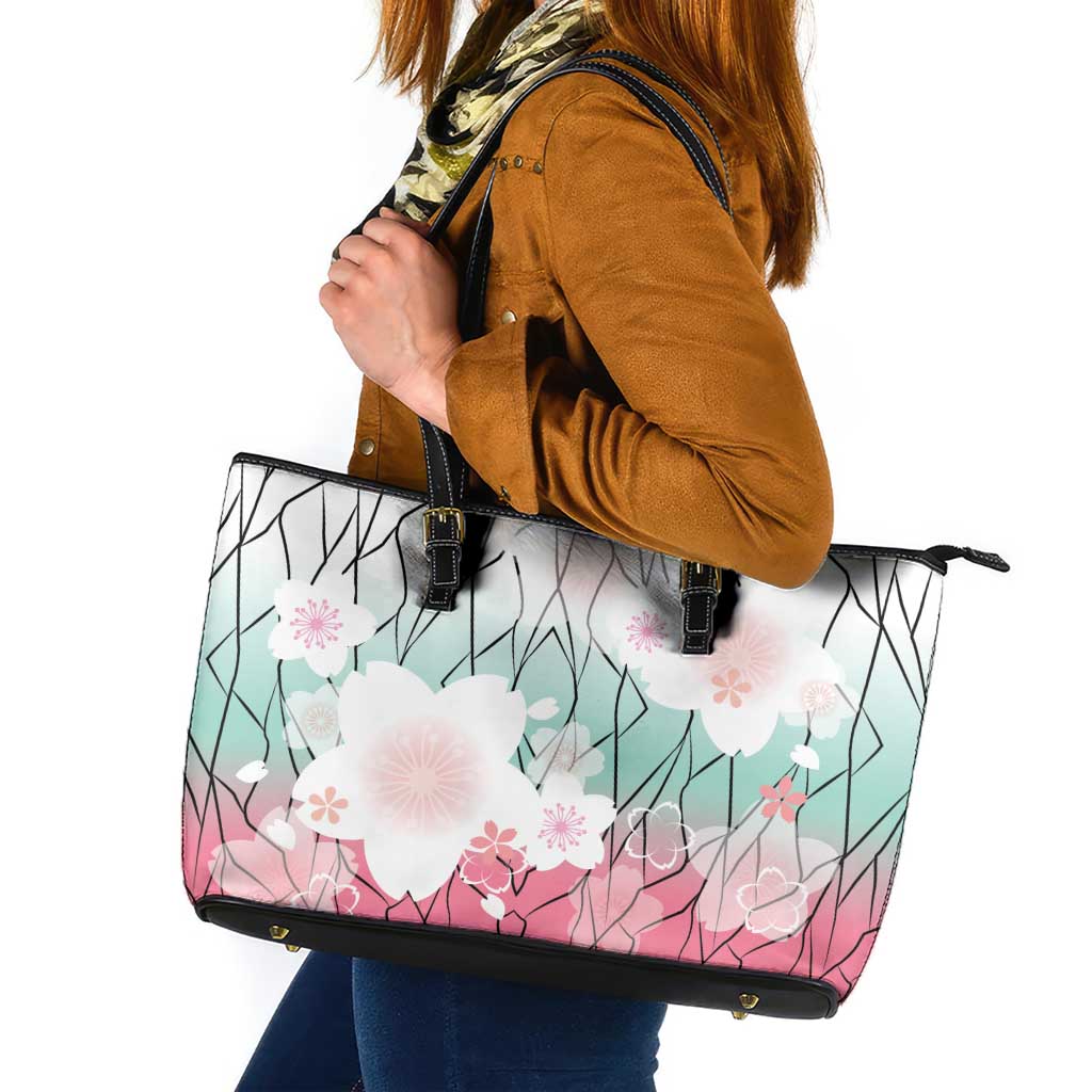 Japanese Kocho Pattern Leather Tote Bag Insect Pillar Butterfly Flower Fairy LT9 Pink - Polynesian Pride