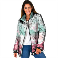 Japanese Kocho Pattern Padded Jacket Insect Pillar Butterfly Flower Fairy LT9 Women Pink - Polynesian Pride