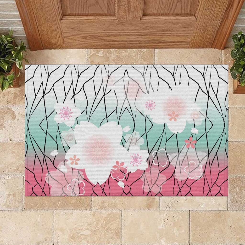 Japanese Kocho Pattern Rubber Doormat Insect Pillar Butterfly Flower Fairy LT9 Pink - Polynesian Pride