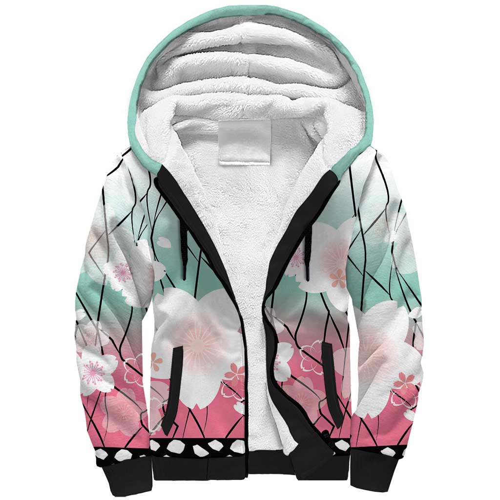 Japanese Kocho Pattern Sherpa Hoodie Insect Pillar Butterfly Flower Fairy LT9 Unisex Pink - Polynesian Pride