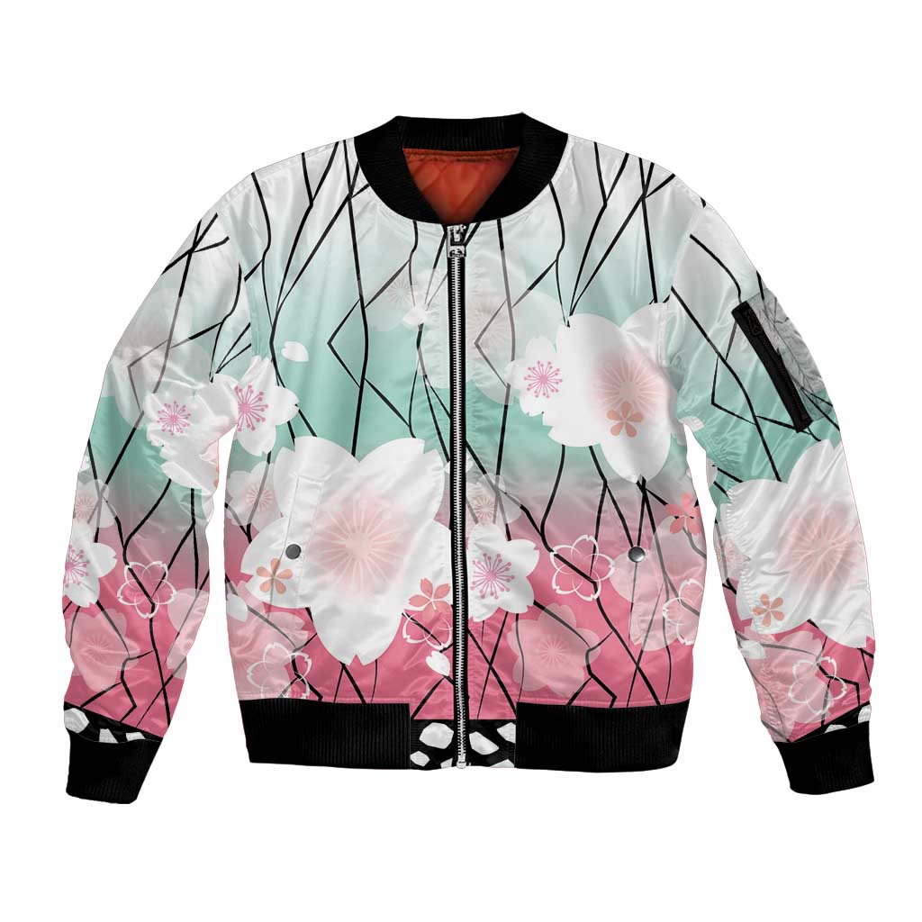 Japanese Kocho Pattern Sleeve Zip Bomber Jacket Insect Pillar Butterfly Flower Fairy LT9 Unisex Pink - Polynesian Pride