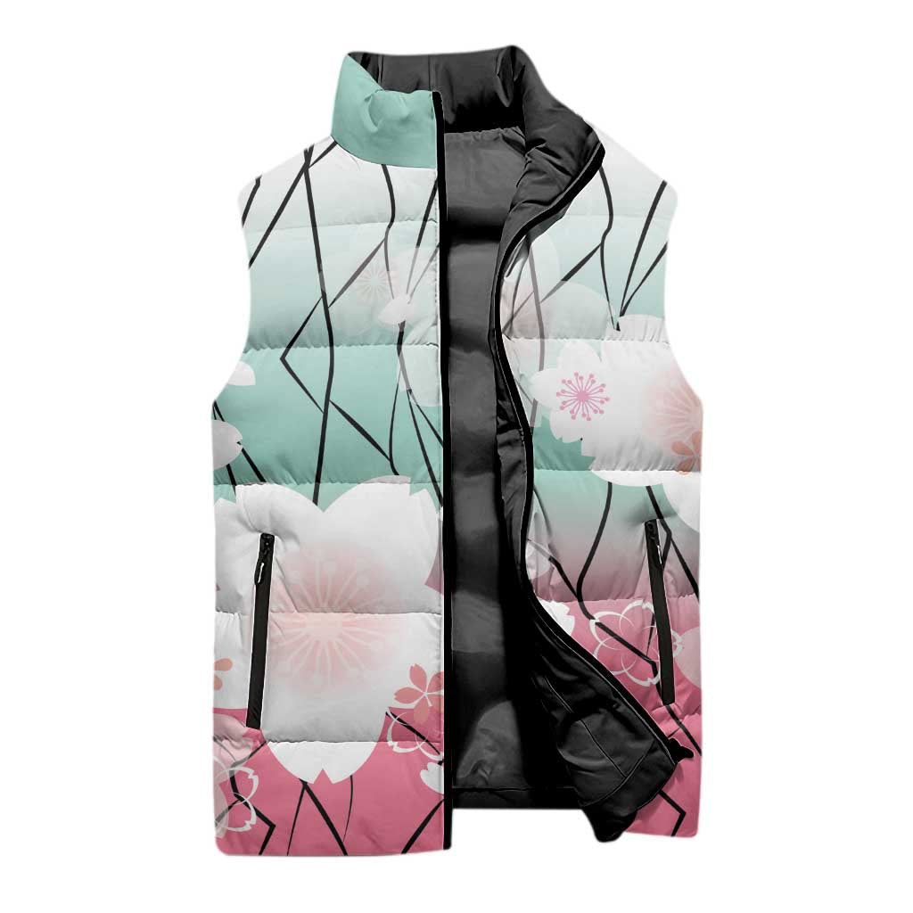 Japanese Kocho Pattern Sleeveless Puffer Jacket Insect Pillar Butterfly Flower Fairy LT9 - Polynesian Pride