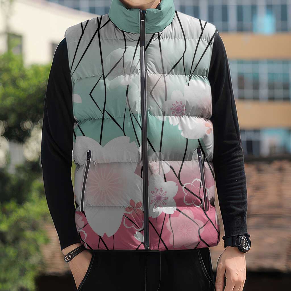 Japanese Kocho Pattern Sleeveless Puffer Jacket Insect Pillar Butterfly Flower Fairy LT9 - Polynesian Pride