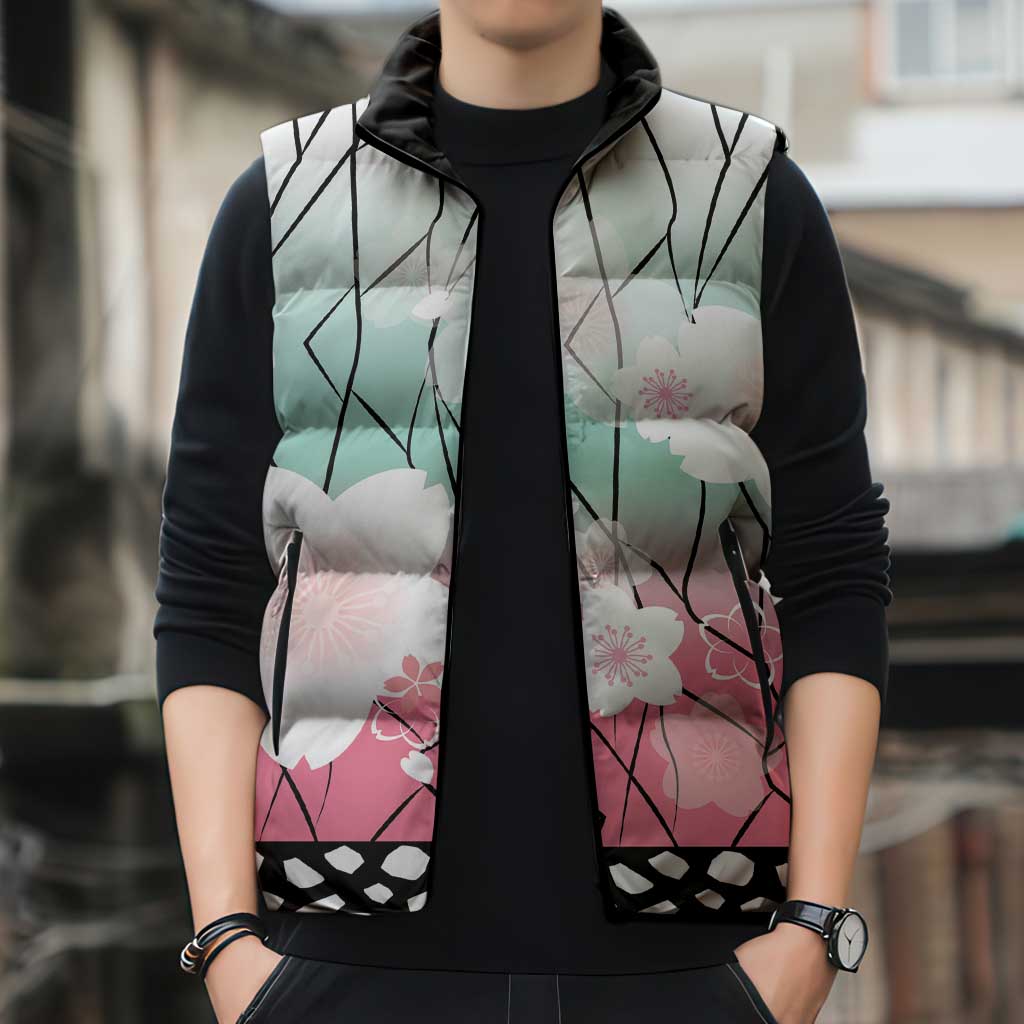 Japanese Kocho Pattern Sleeveless Puffer Jacket Insect Pillar Butterfly Flower Fairy LT9 - Polynesian Pride