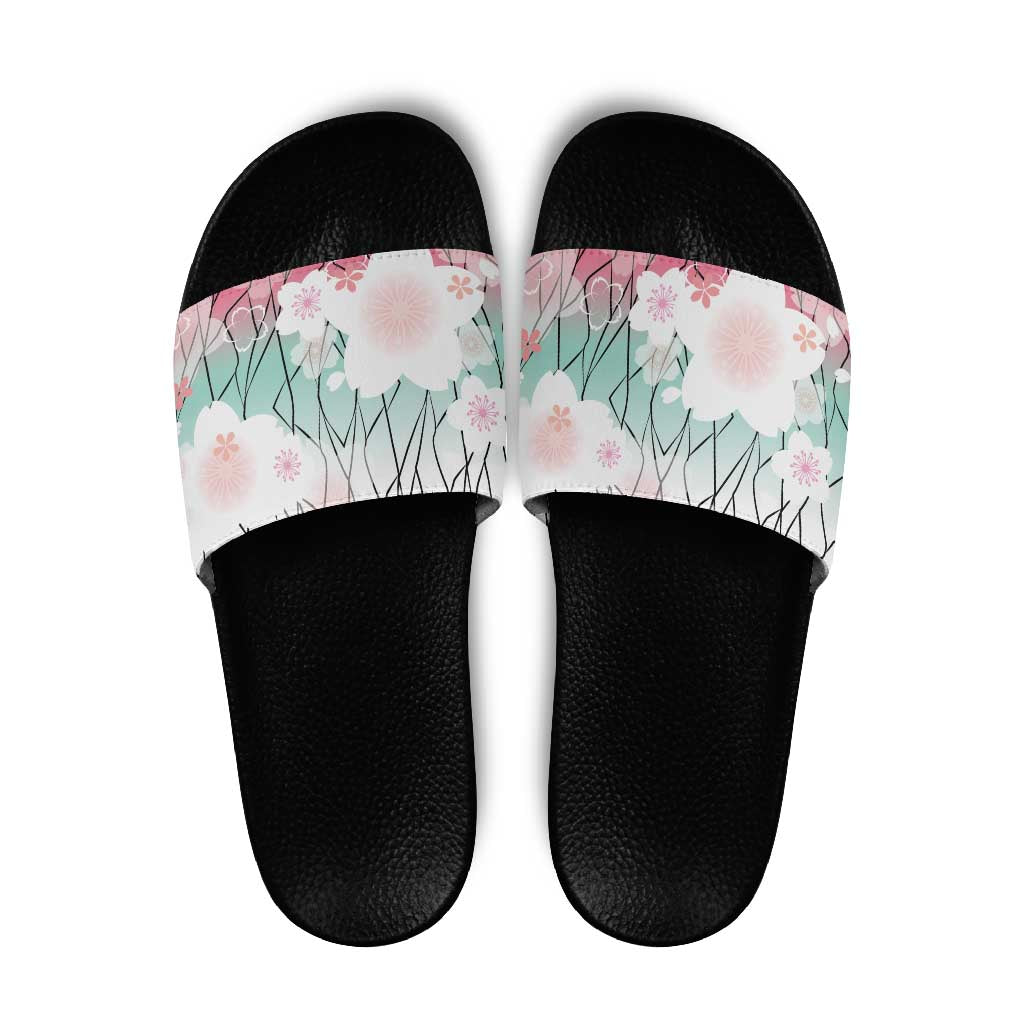Japanese Kocho Pattern Slide Sandals Insect Pillar Butterfly Flower Fairy LT9 Pink - Polynesian Pride