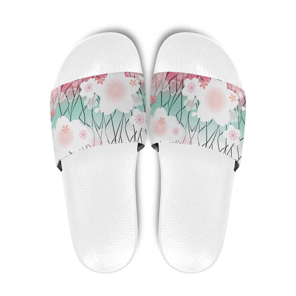 Japanese Kocho Pattern Slide Sandals Insect Pillar Butterfly Flower Fairy LT9 Pink - Polynesian Pride