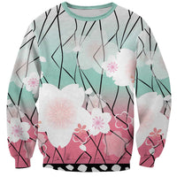 Japanese Kocho Pattern Sweatshirt Insect Pillar Butterfly Flower Fairy LT9 Unisex Pink - Polynesian Pride
