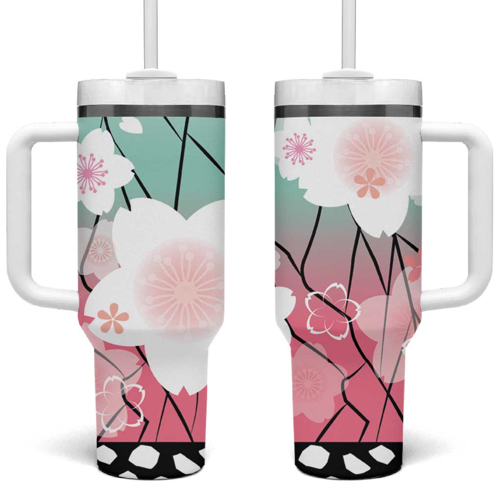 Japanese Kocho Pattern Tumbler With Handle Insect Pillar Butterfly Flower Fairy LT9 One Size: 40 oz Pink - Polynesian Pride