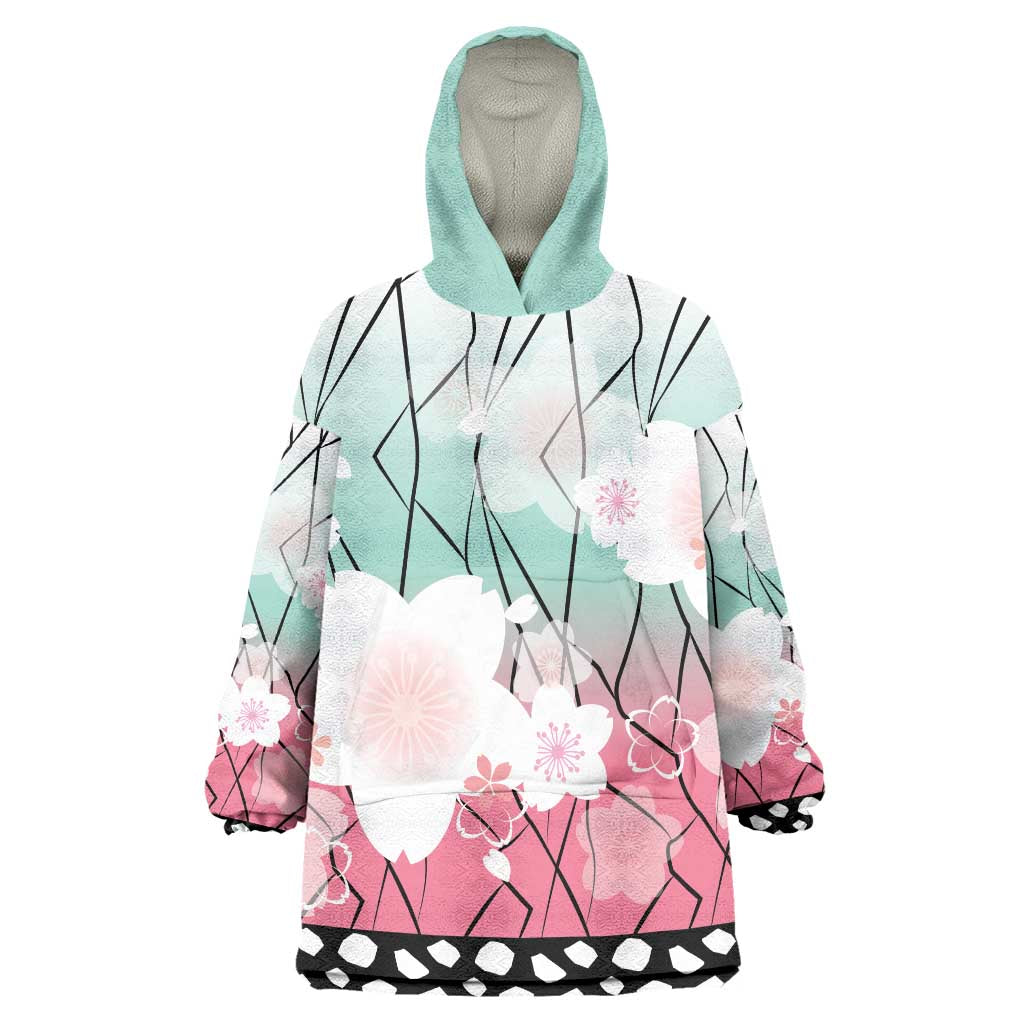 Japanese Kocho Pattern Wearable Blanket Hoodie Insect Pillar Butterfly Flower Fairy - Polynesian Pride