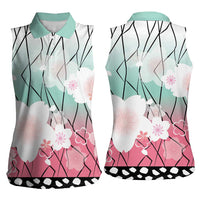 Japanese Kocho Pattern Women Sleeveless Polo Shirt Insect Pillar Butterfly Flower Fairy LT9 - Polynesian Pride