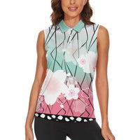 Japanese Kocho Pattern Women Sleeveless Polo Shirt Insect Pillar Butterfly Flower Fairy LT9 - Polynesian Pride