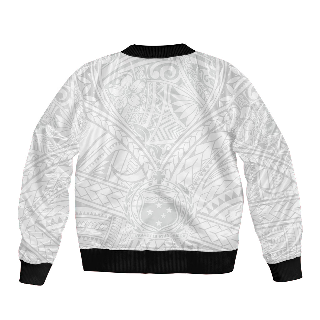 Samoa Lotu Tamaiti Bomber Jacket Polynesian White Sunday Simple LT9 - Polynesian Pride