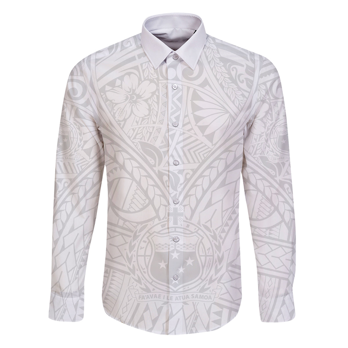 Samoa Lotu Tamaiti Family Matching Puletasi Dress and Hawaiian Shirt Polynesian White Sunday Simple LT9 Dad's Shirt - Long Sleeve White - Polynesian Pride