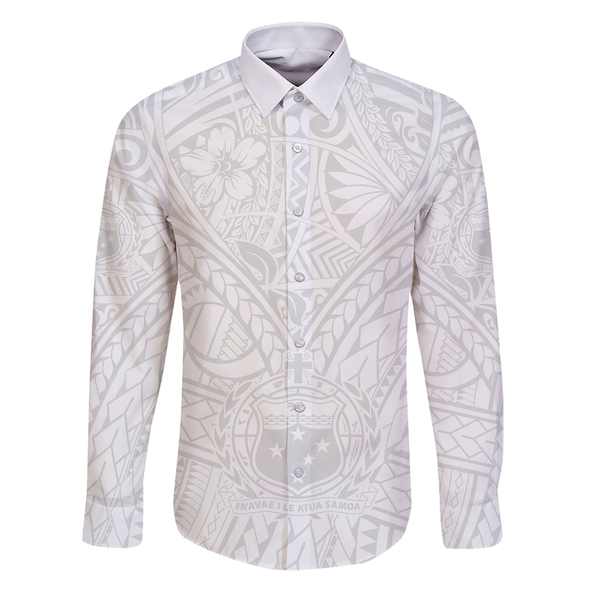 Samoa Lotu Tamaiti Family Matching Short Sleeve Bodycon Dress and Hawaiian Shirt Polynesian White Sunday Simple LT9 Dad's Shirt - Long Sleeve White - Polynesian Pride