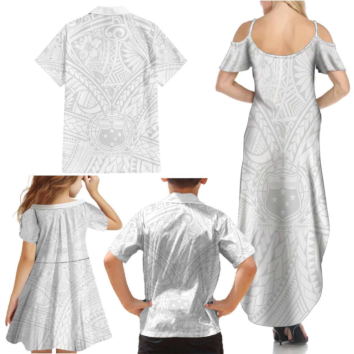 Samoa Lotu Tamaiti Family Matching Summer Maxi Dress and Hawaiian Shirt Polynesian White Sunday Simple LT9 - Polynesian Pride