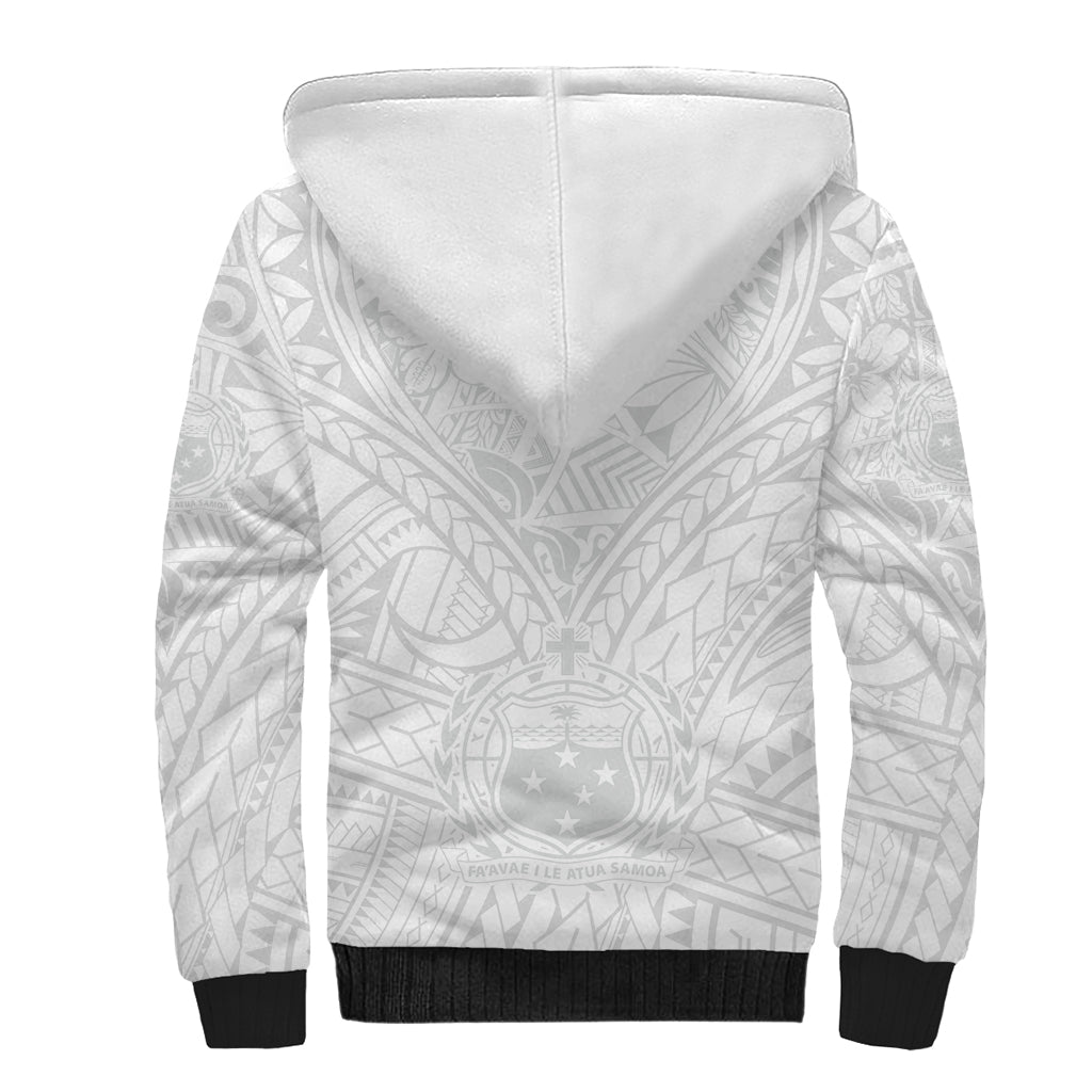 Samoa Lotu Tamaiti Sherpa Hoodie Polynesian White Sunday Simple LT9 - Polynesian Pride