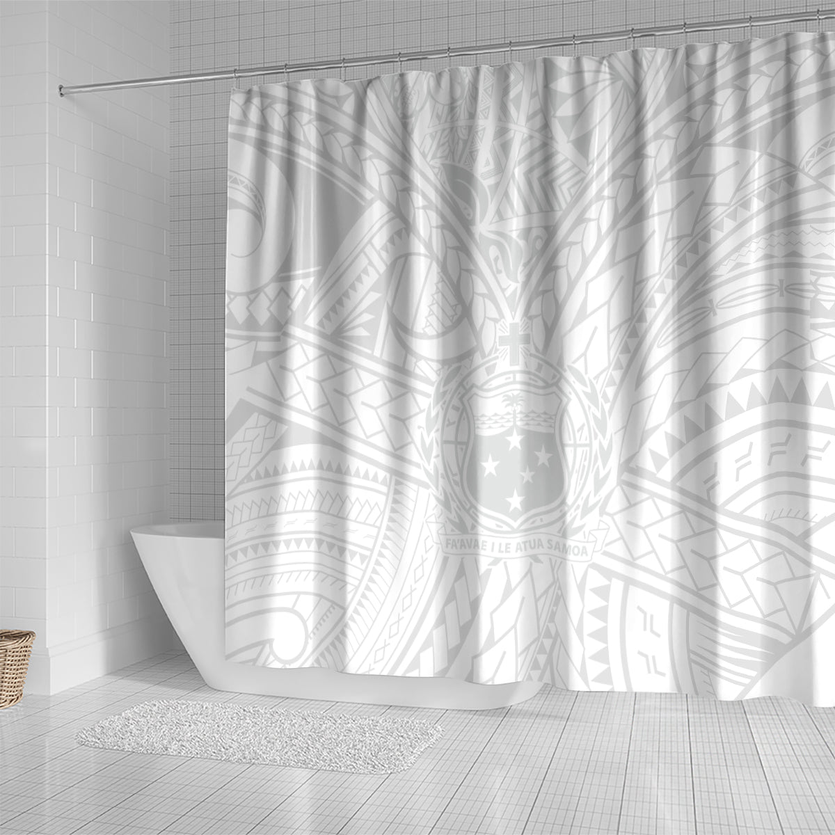 Samoa Lotu Tamaiti Shower Curtain Polynesian White Sunday Simple LT9 - Polynesian Pride