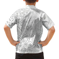 Samoa Lotu Tamait Family Matching Long Sleeve Bodycon Dress and Hawaiian Shirt Tropical Plant White Sunday With Polynesia Pattern LT9 - Polynesian Pride