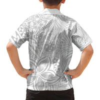 Samoa Lotu Tamait Family Matching Off Shoulder Long Sleeve Dress and Hawaiian Shirt Tropical Plant White Sunday With Polynesia Pattern LT9 - Polynesian Pride