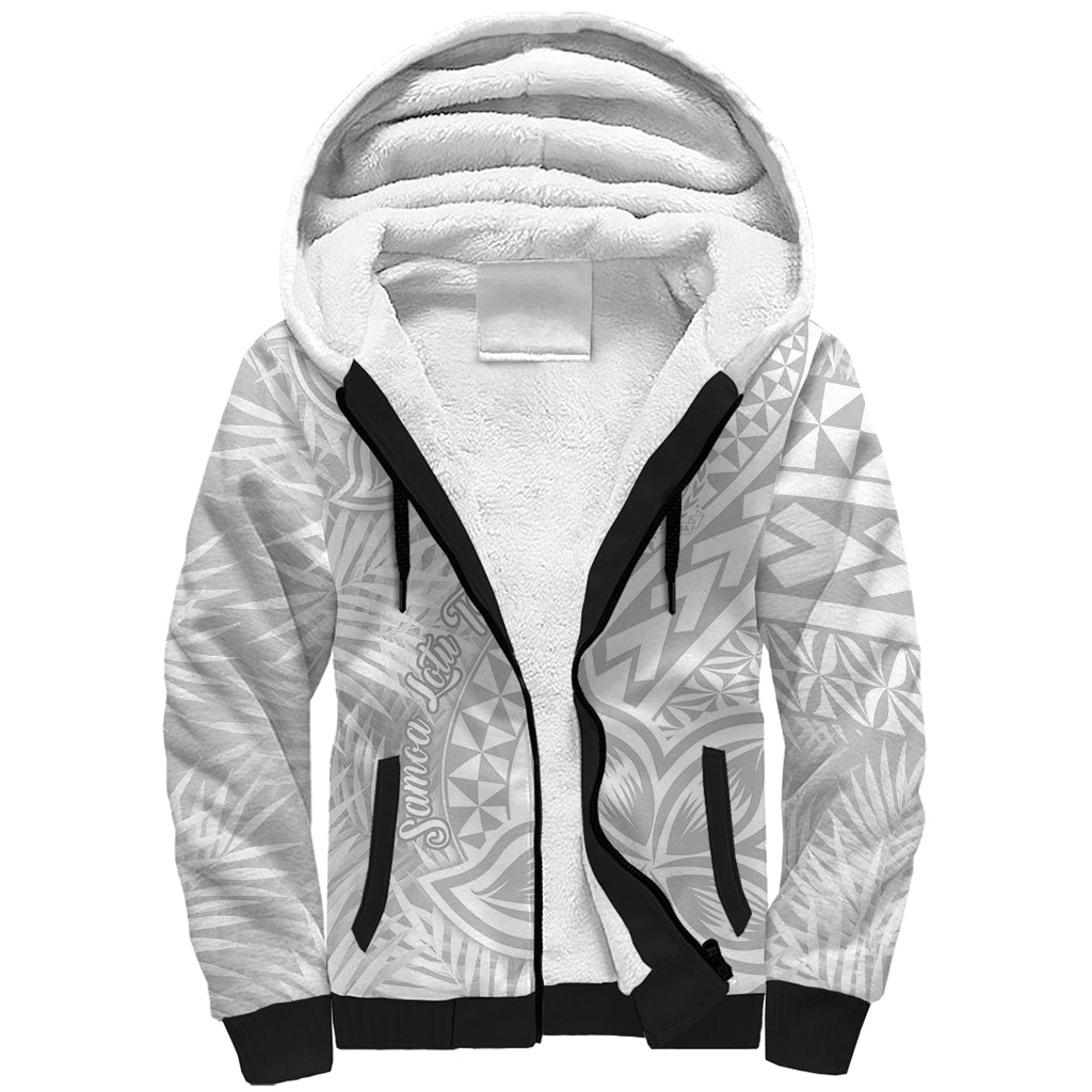 Samoa Lotu Tamait Sherpa Hoodie Tropical Plant White Sunday With Polynesia Pattern LT9 Unisex White - Polynesian Pride