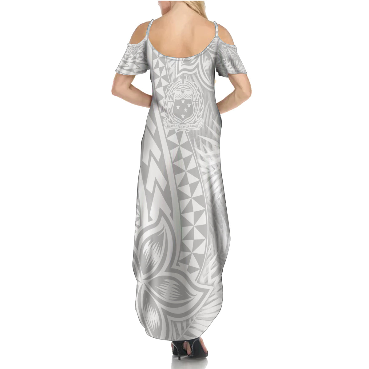 Samoa Lotu Tamait Summer Maxi Dress Tropical Plant White Sunday With Polynesia Pattern LT9 - Polynesian Pride