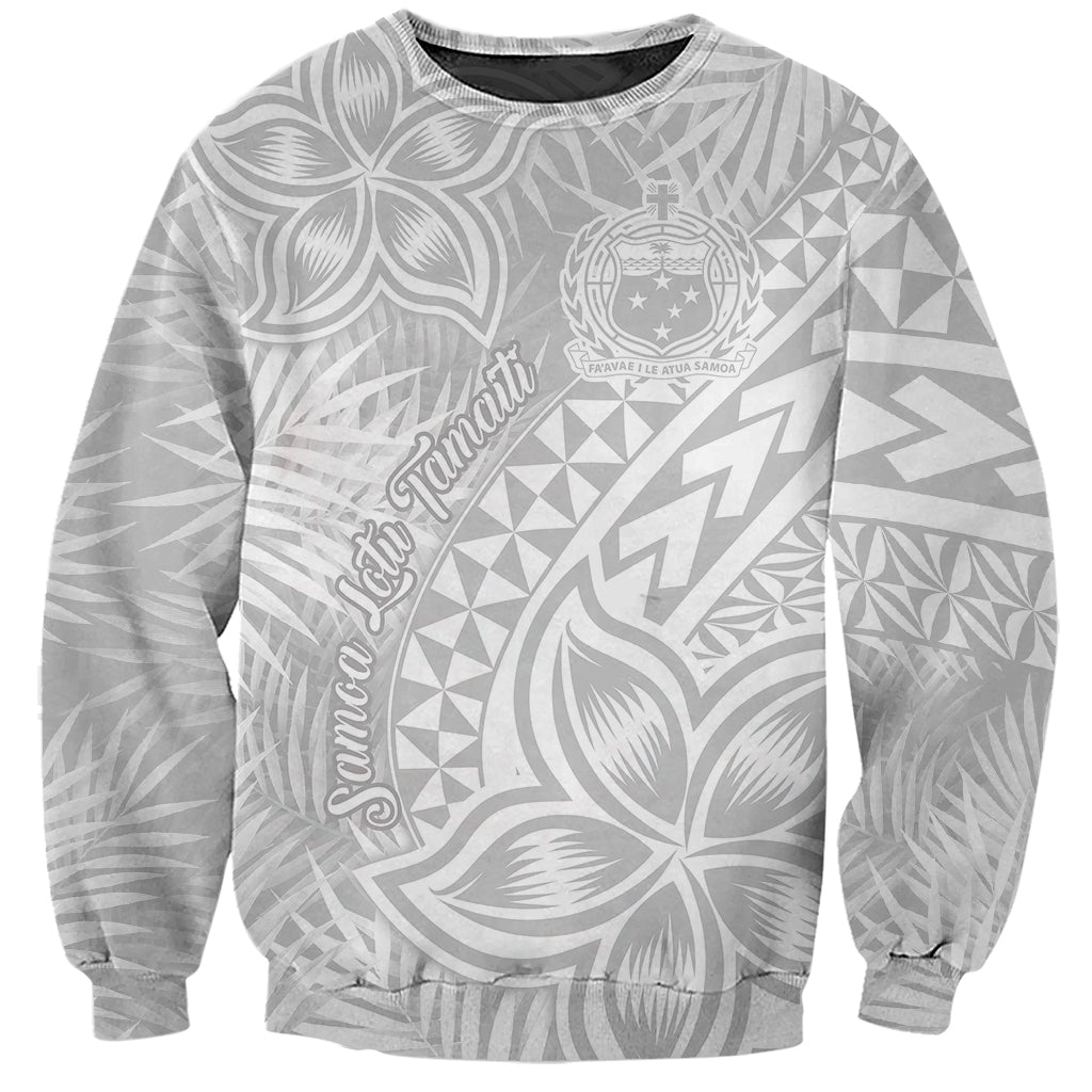 Samoa Lotu Tamait Sweatshirt Tropical Plant White Sunday With Polynesia Pattern LT9 Unisex White - Polynesian Pride