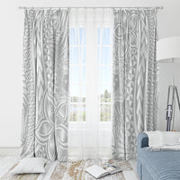 Samoa Lotu Tamait Window Curtain Tropical Plant White Sunday With Polynesia Pattern LT9 - Polynesian Pride