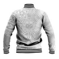 Personalised Samoa Lotu Tamait Baseball Jacket Tropical Plant White Sunday With Polynesia Pattern LT9 - Polynesian Pride