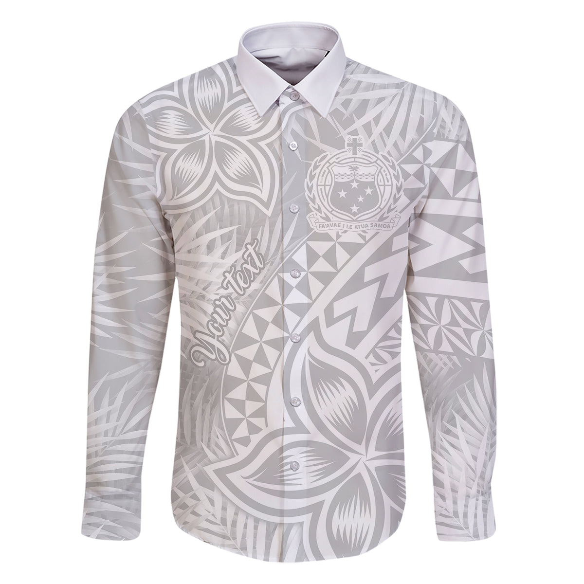 Personalised Samoa Lotu Tamait Family Matching Short Sleeve Bodycon Dress and Hawaiian Shirt Tropical Plant White Sunday With Polynesia Pattern LT9 Dad's Shirt - Long Sleeve White - Polynesian Pride