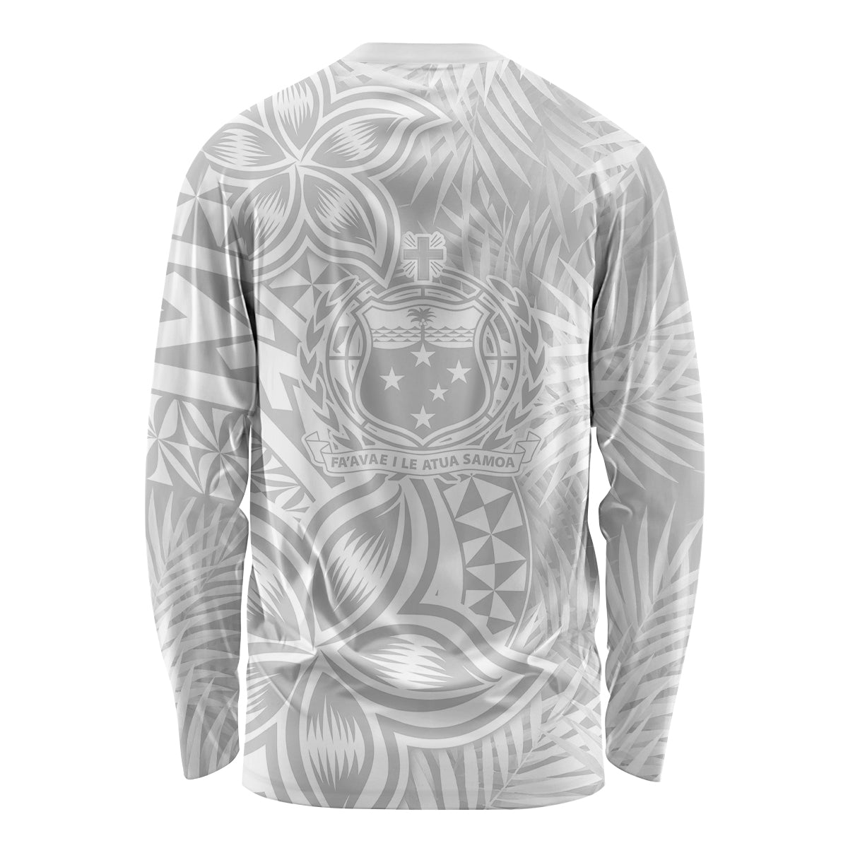 Personalised Samoa Lotu Tamait Long Sleeve Shirt Tropical Plant White Sunday With Polynesia Pattern LT9 - Polynesian Pride